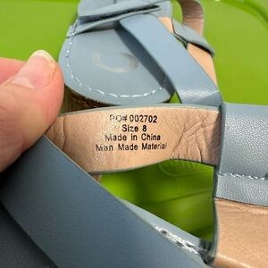 Blue and Beige Strappy Sandals - Size 8